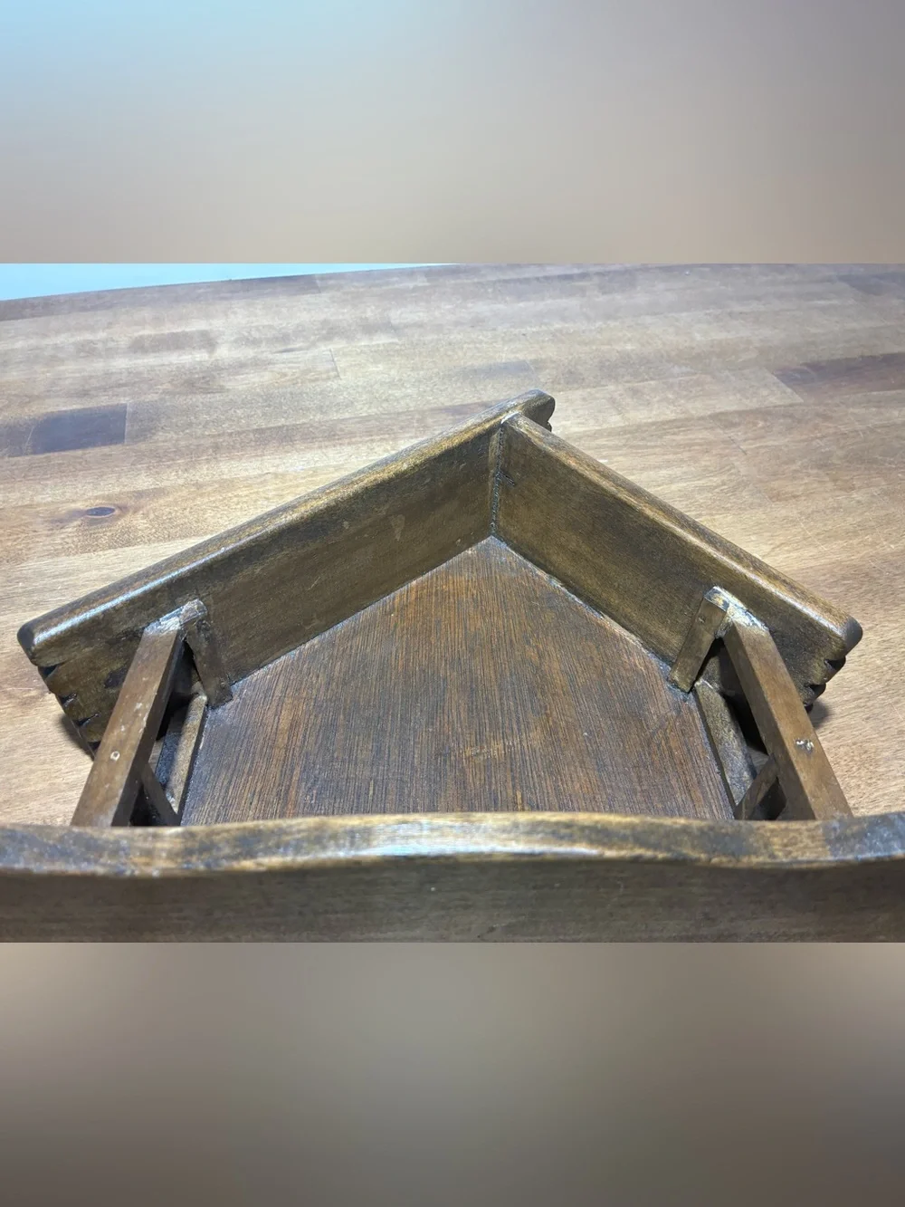 Vintage Wooden Nativity Stable Creche Manger Rustic Christmas Decor 10.5”